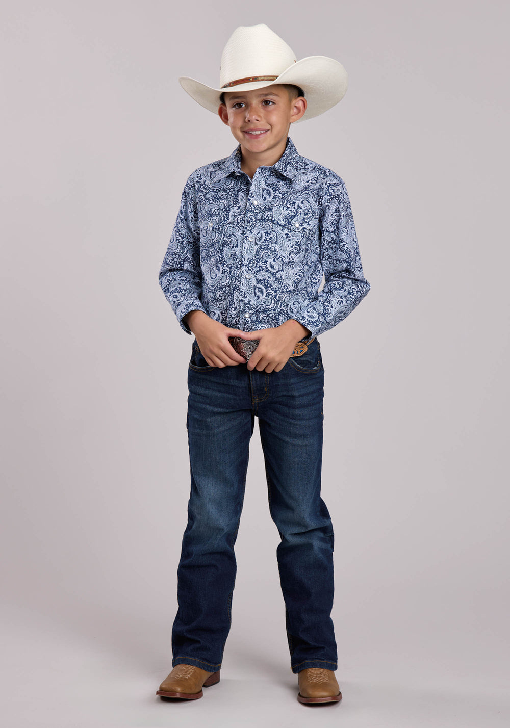 BOYS ROPER WINDY PAISLEY LONG SLEEVE SNAP SHIRT