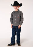 BOYS LONG SLEEVE SNAP DIAMOND NEAT  OLIVE WESTERN SHIRT