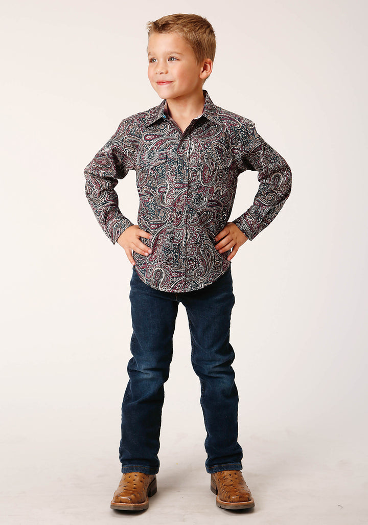 BOYS LONG SLEEVE SNAP OLD TIME PAISLEY WESTERN SHIRT