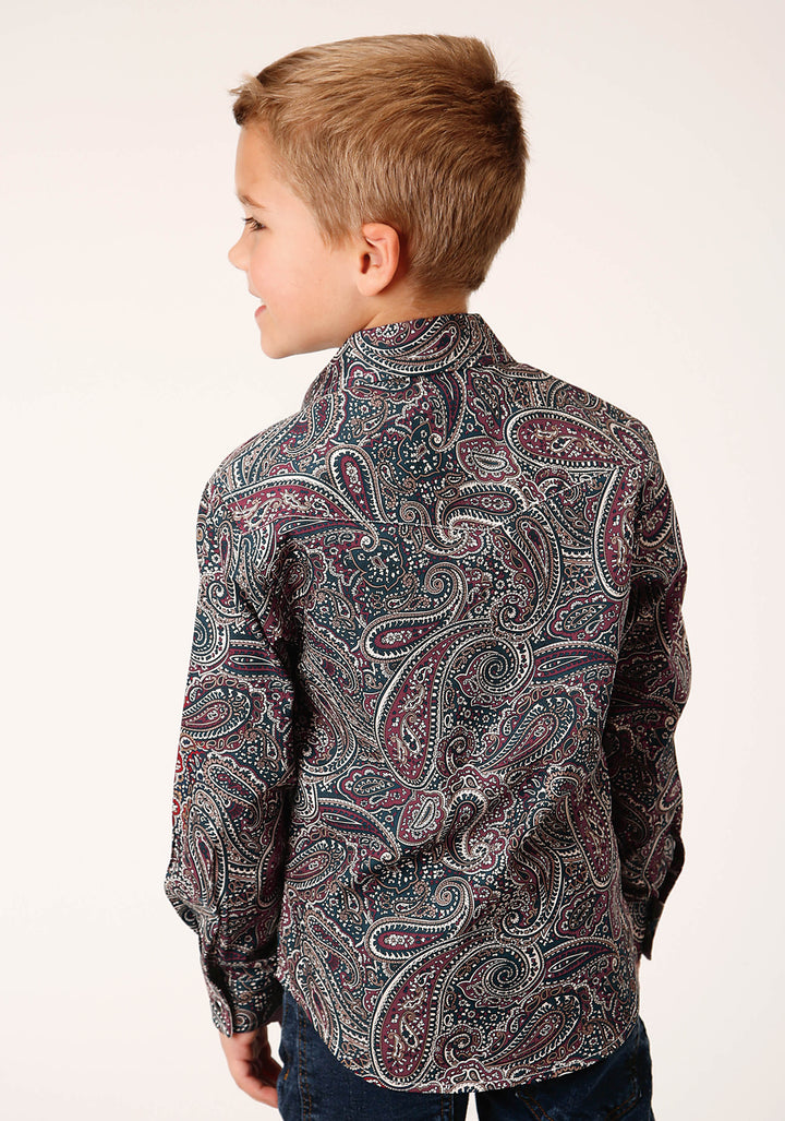 BOYS LONG SLEEVE SNAP OLD TIME PAISLEY WESTERN SHIRT