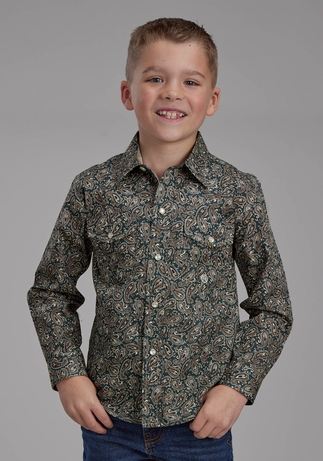 BOYS OAK PAISLEY LONG SLEEVE SNAP WESTERN SHIRT