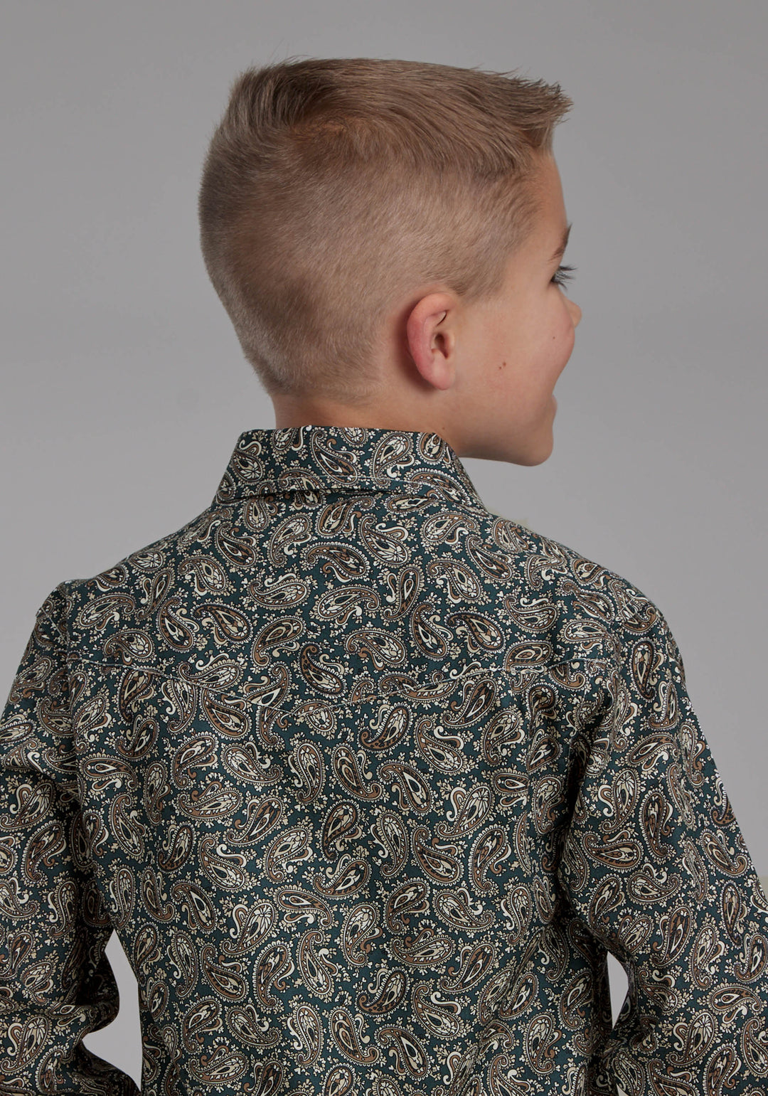 BOYS OAK PAISLEY LONG SLEEVE SNAP WESTERN SHIRT