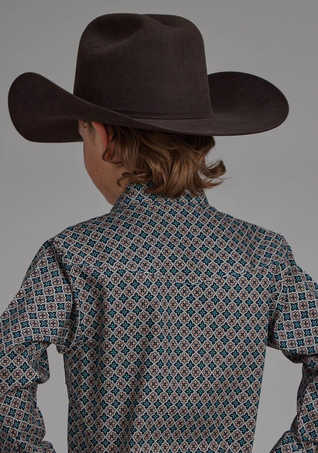 BOYS ACORN FOULARD LONG SLEEVE SNAP WESTERN SHIRT
