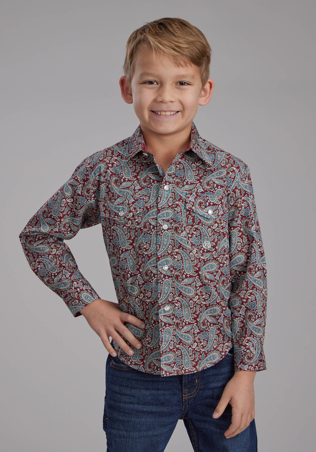 BOYS ORCHARD PAISLEY LONG SLEEVE SNAP WESTERN SHIRT