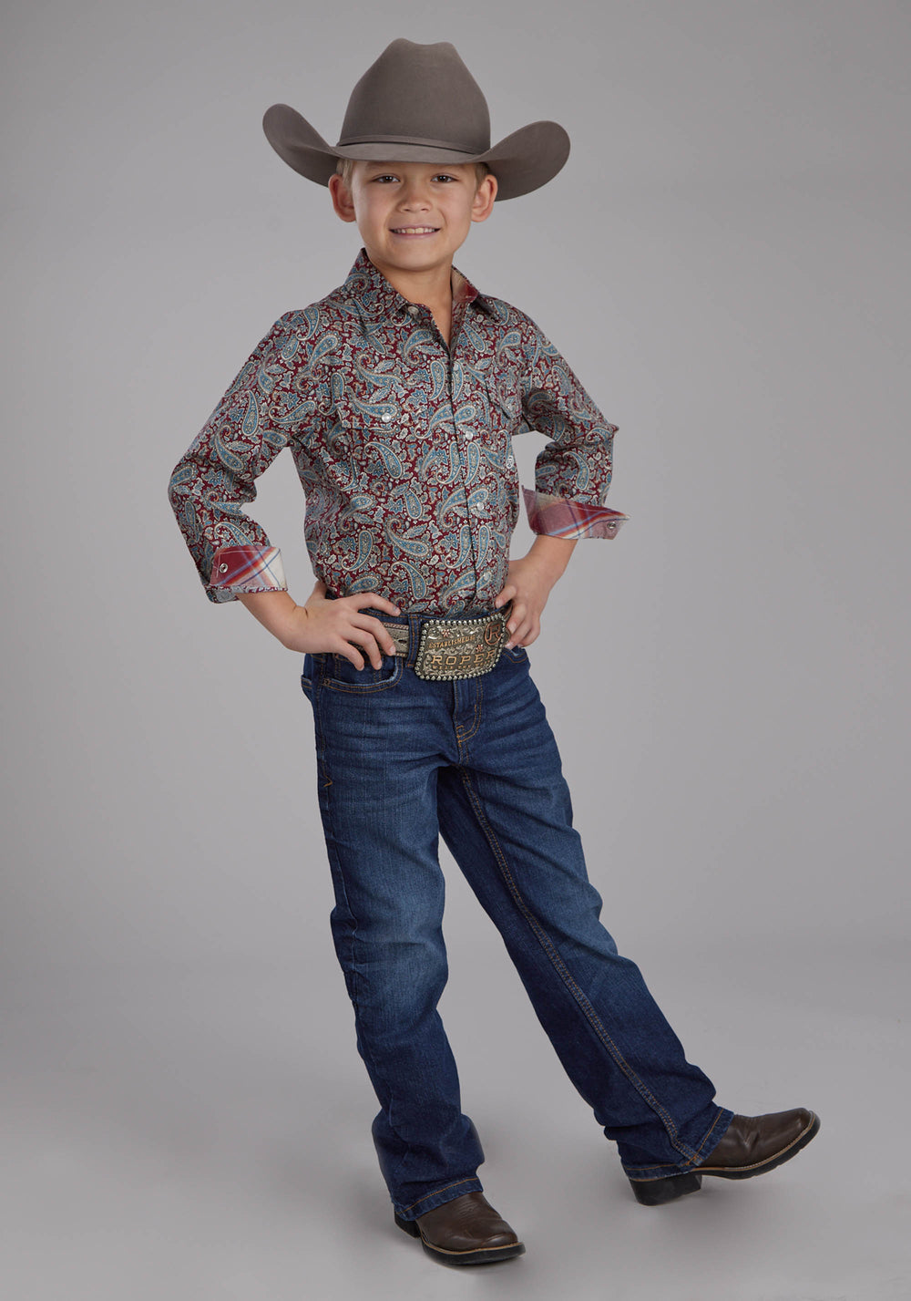 BOYS ORCHARD PAISLEY LONG SLEEVE SNAP WESTERN SHIRT