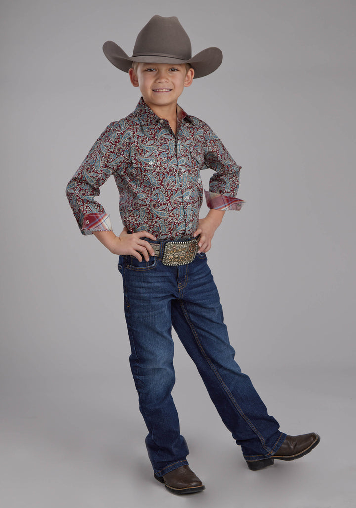 BOYS ORCHARD PAISLEY LONG SLEEVE SNAP WESTERN SHIRT