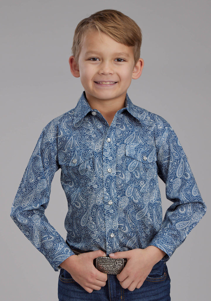 BOYS RIVER PAISLEY LONG SLEEVE SNAP WESTERN SHIRT