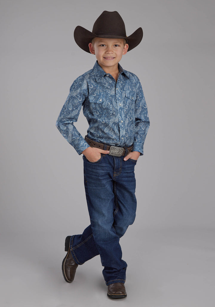 BOYS RIVER PAISLEY LONG SLEEVE SNAP WESTERN SHIRT