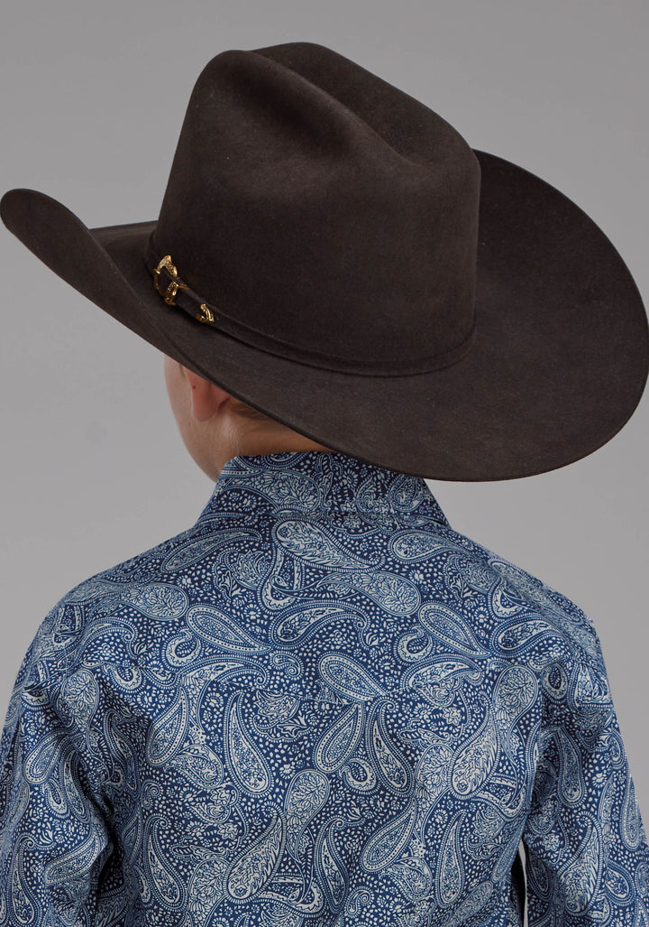 BOYS RIVER PAISLEY LONG SLEEVE SNAP WESTERN SHIRT