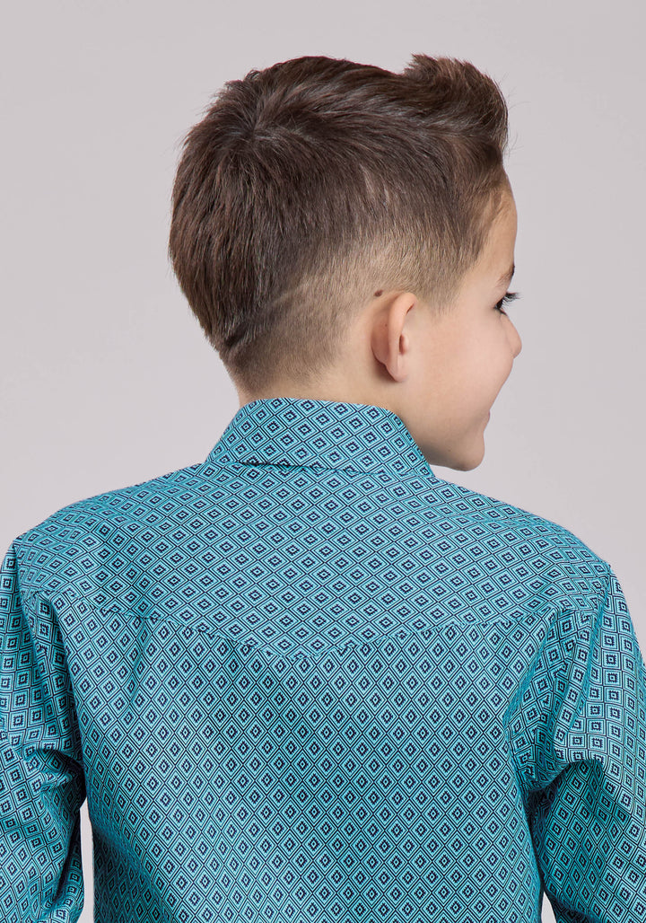 BOYS ROPER AZTEC DIAMOND GEO LONG SLEEVE SNAP SHIRT