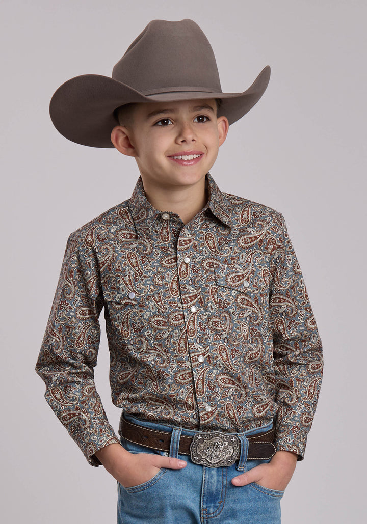 BOYS ROPER AMARILLO PAISLEY WESTERN SNAP SHIRT