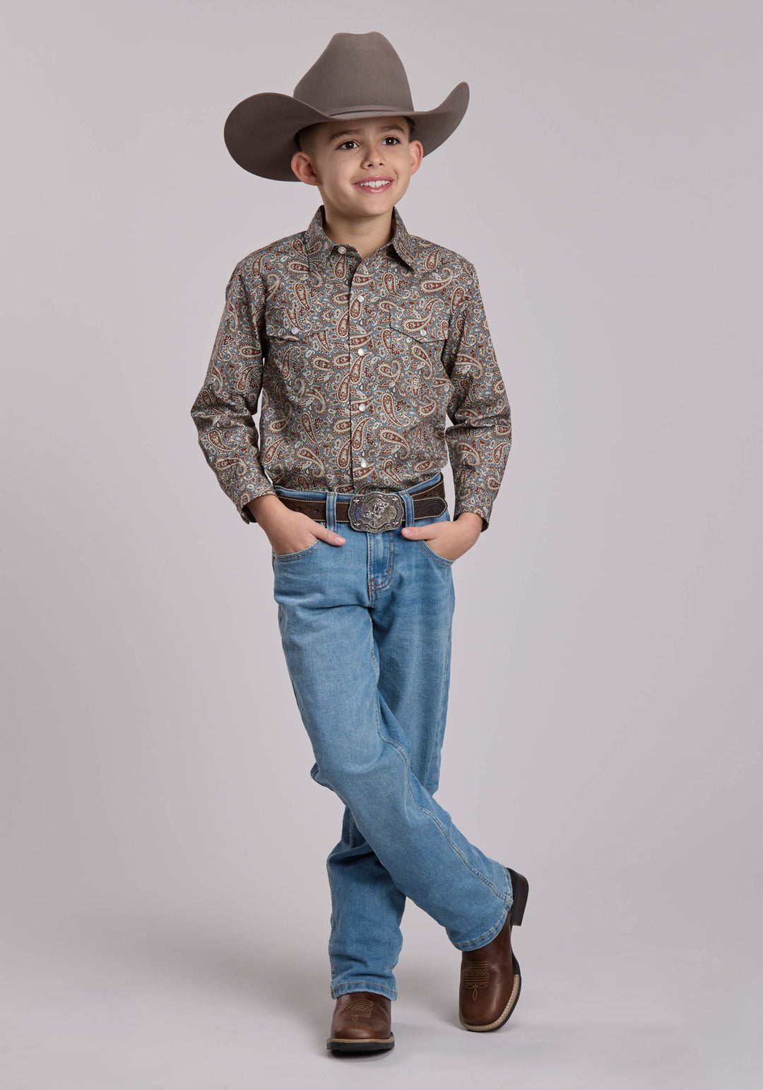BOYS ROPER AMARILLO PAISLEY WESTERN SNAP SHIRT