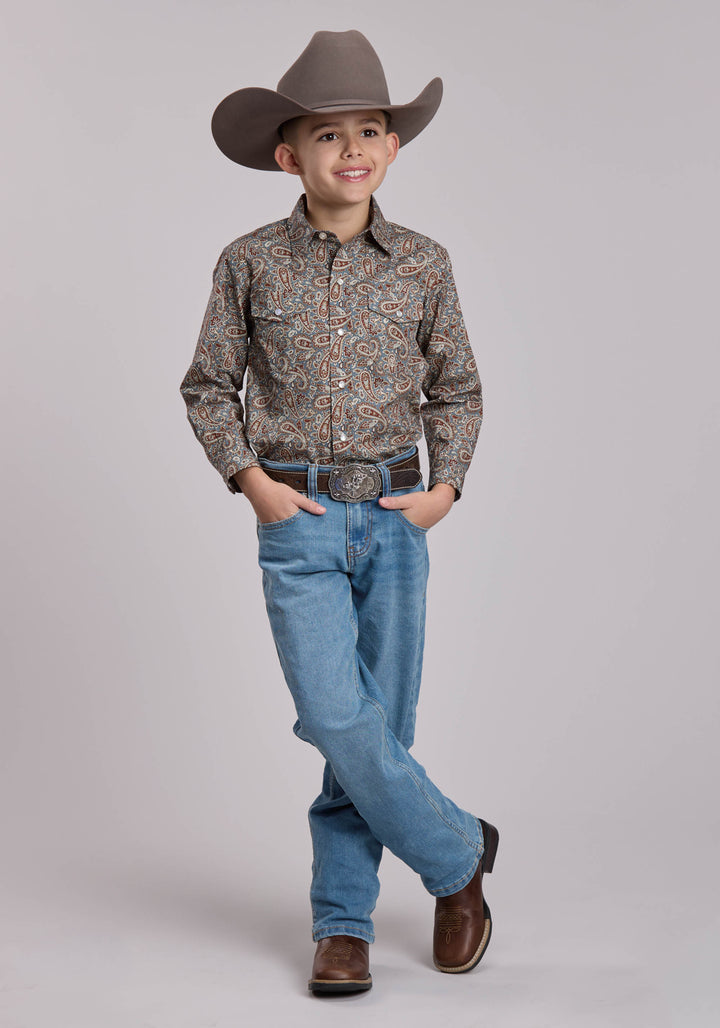 BOYS ROPER AMARILLO PAISLEY WESTERN SNAP SHIRT