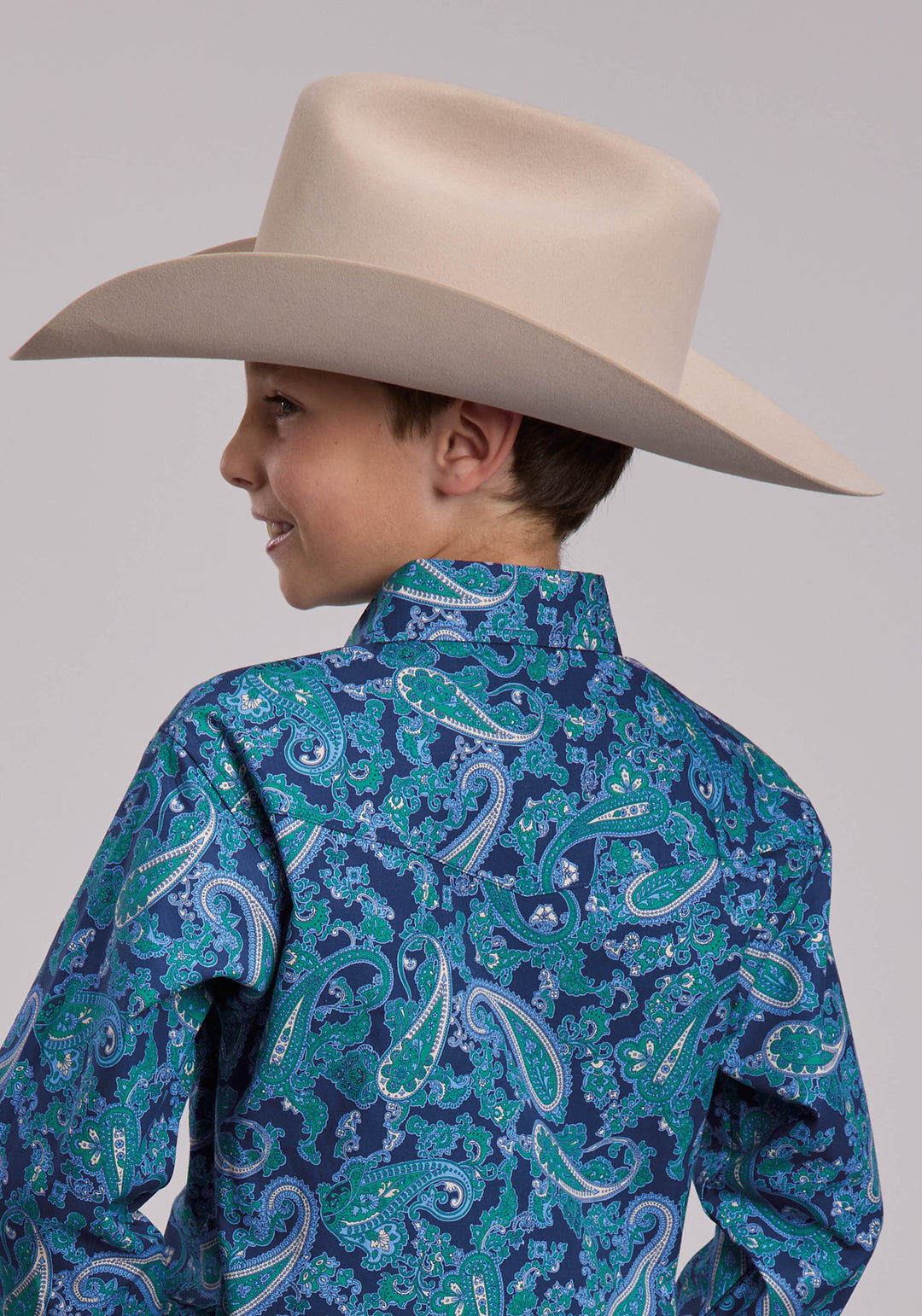 BOYS ROPER DEEP SEA MEDALLION WESTERN SNAP SHIRT