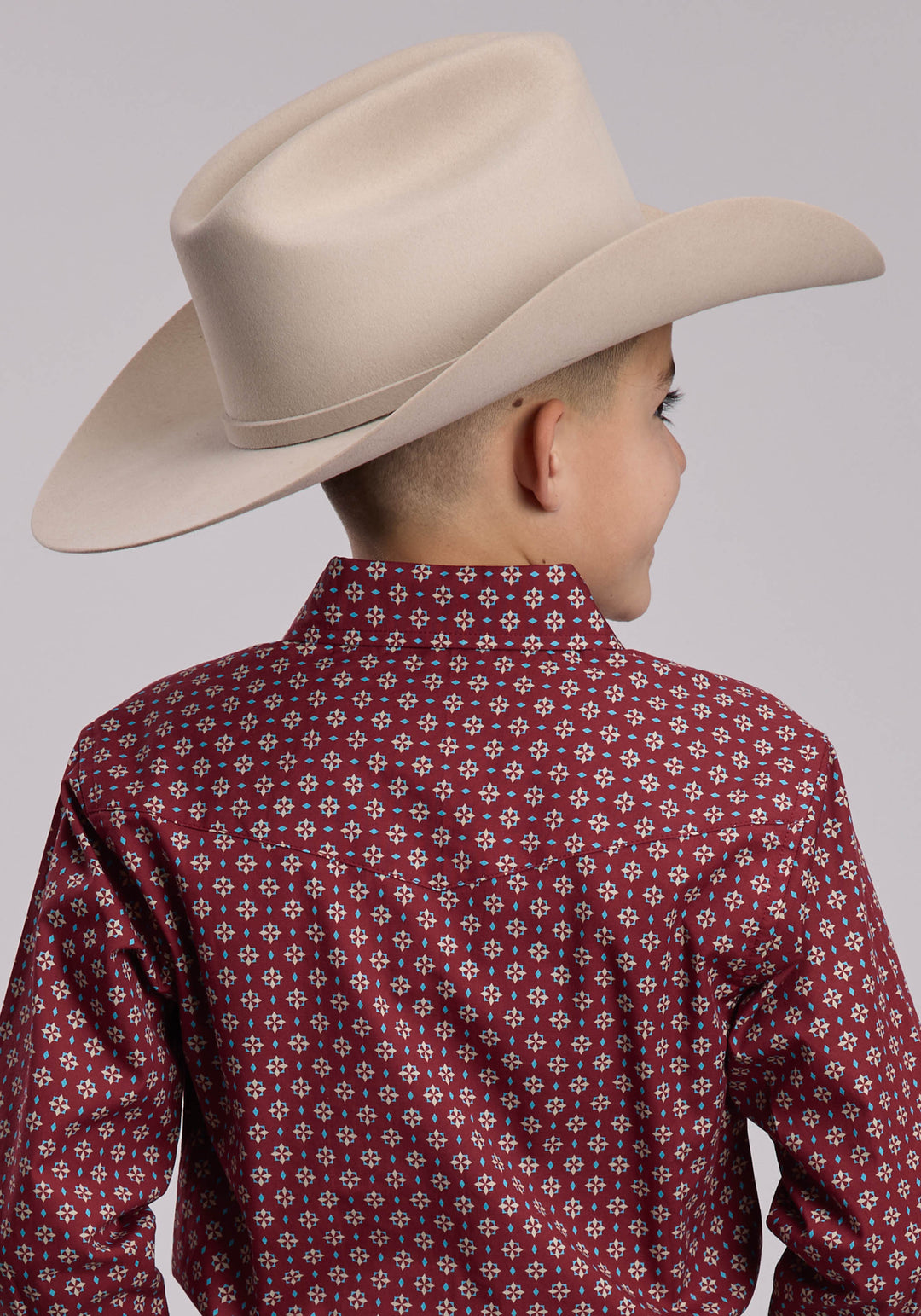 BOYS ROPER RED MAPLE FOULARD WESTERN SNAP SHIRT