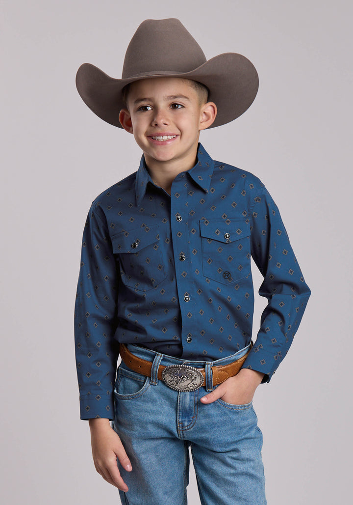 BOYS ROPER STRETCH POPLIN WESTERN SNAP SHIRT