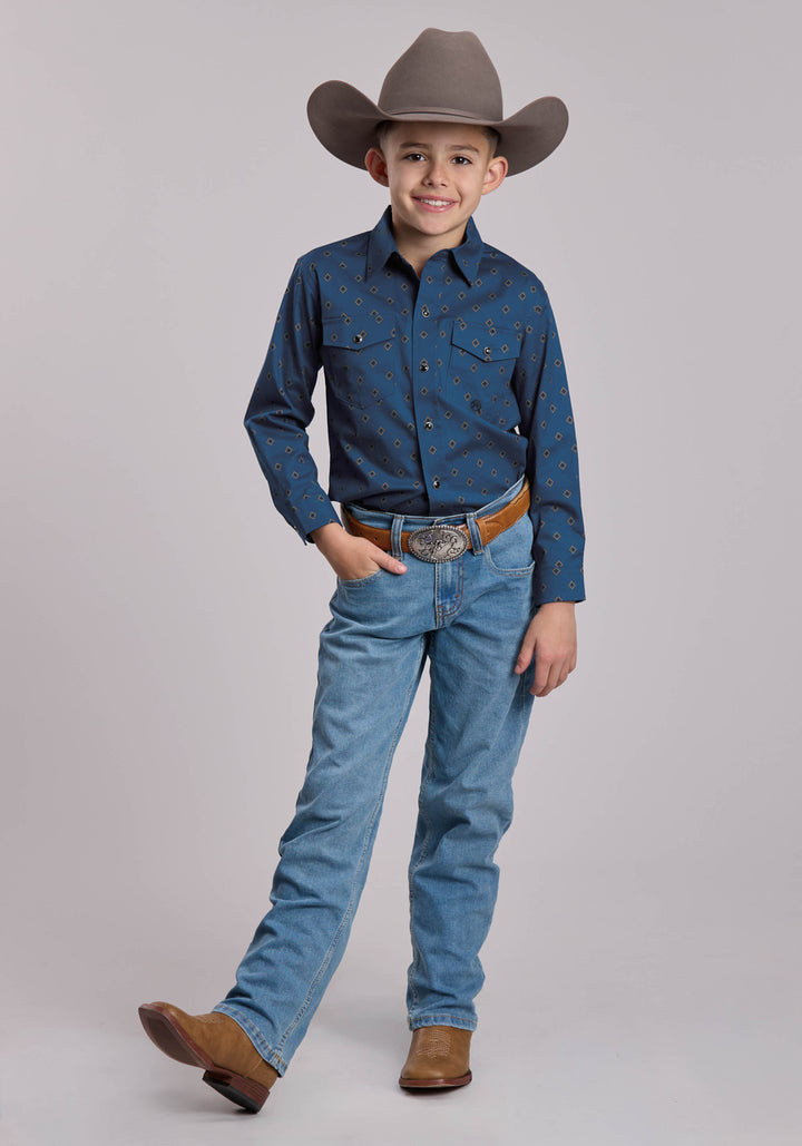 BOYS ROPER STRETCH POPLIN WESTERN SNAP SHIRT