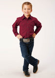 BOYS LONG SLEEVE SNAP BLACK FILL SOLID  WINE WESTERN SHIRT