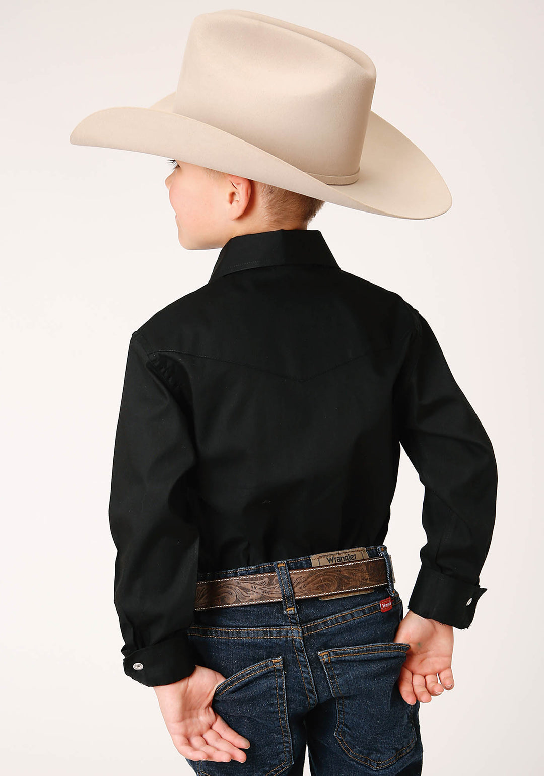 BOYS LONG SLEEVE SNAP SOLID POPLIN WESTERN MODEL  WESTERN SHIRT