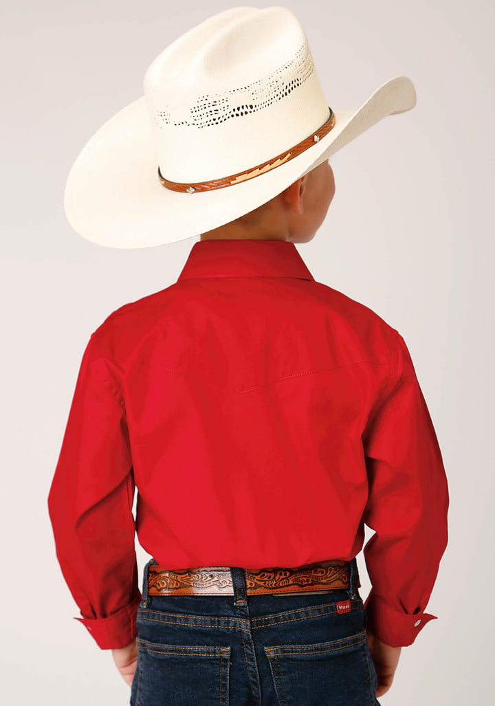 BOYS LONG SLEEVE SNAP SOLID POPLIN WESTERN MODEL  WESTERN SHIRT