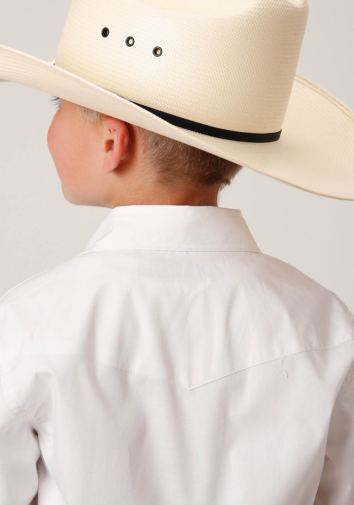 BOYS LONG SLEEVE SNAP SOLID POPLIN WESTERN MODEL  WESTERN SHIRT