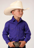 BOYS LONG SLEEVE SNAP SOLID POPLIN WESTERN MODEL  WESTERN SHIRT