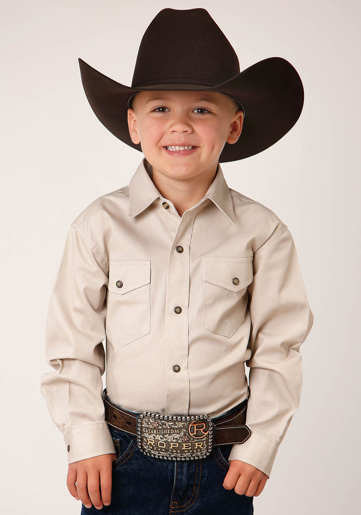 BOYS LONG SLEEVE SNAP SOLID POPLIN WESTERN MODEL  WESTERN SHIRT