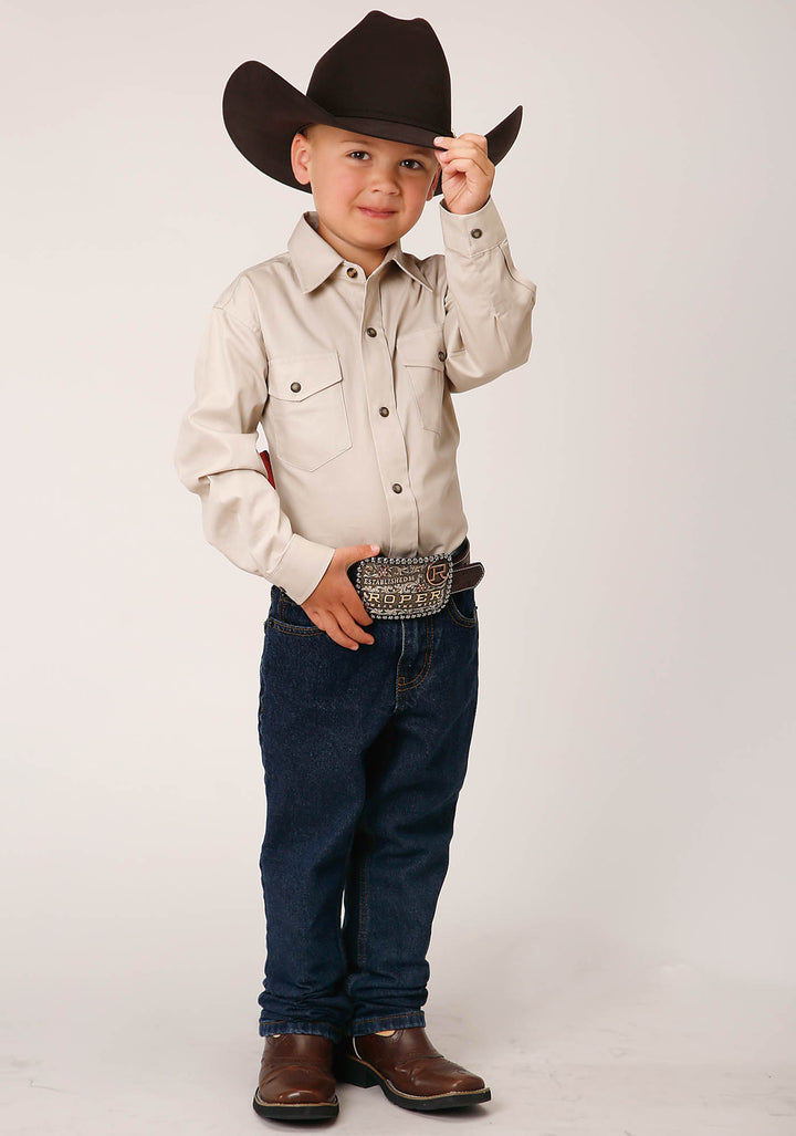 BOYS LONG SLEEVE SNAP SOLID POPLIN WESTERN MODEL  WESTERN SHIRT