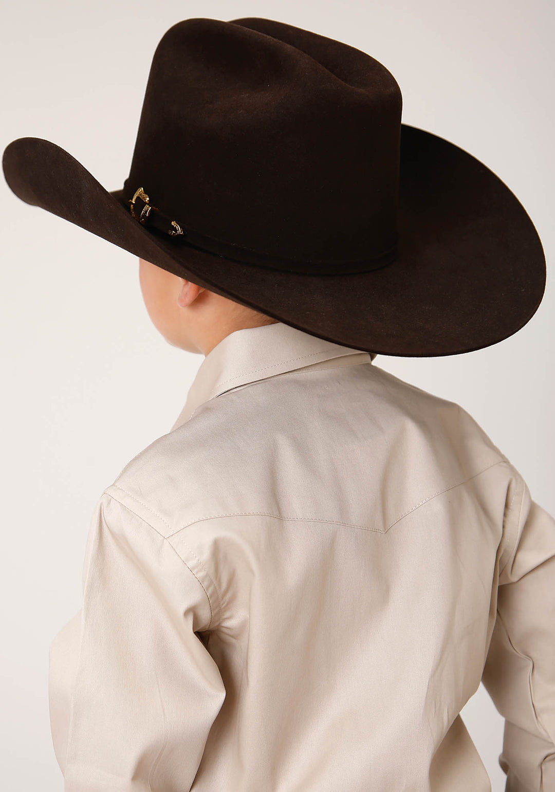 BOYS LONG SLEEVE SNAP SOLID POPLIN WESTERN MODEL  WESTERN SHIRT