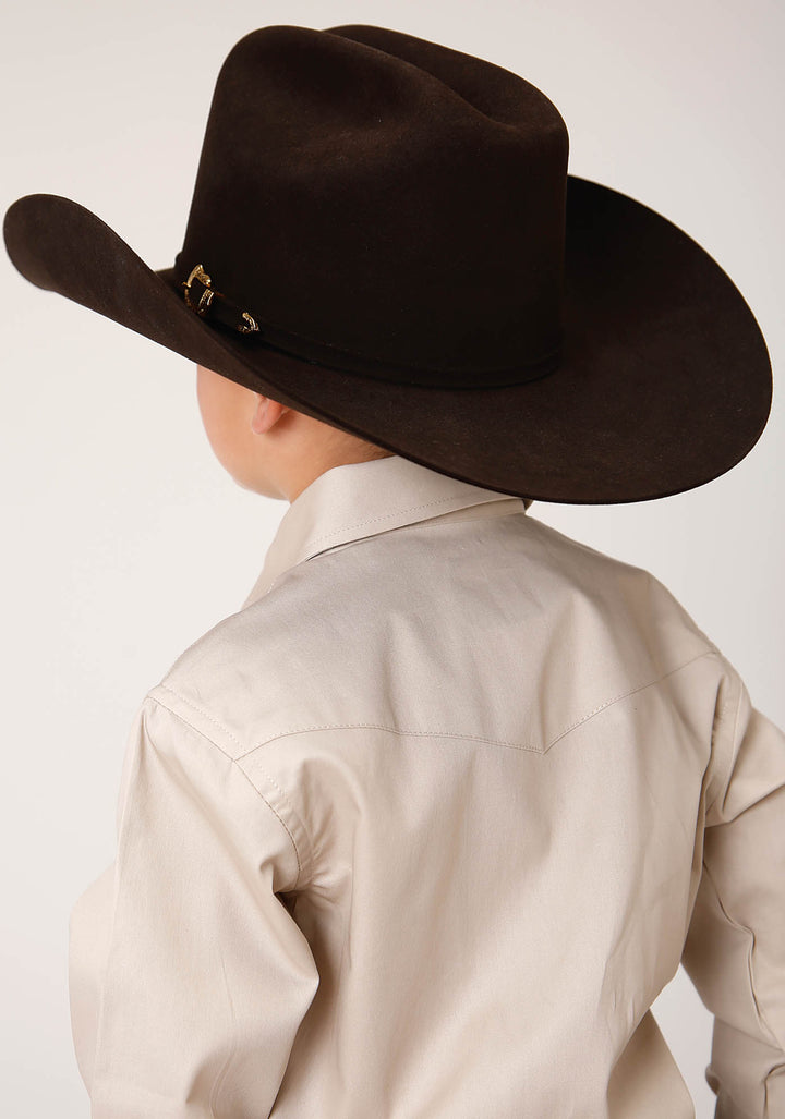 BOYS LONG SLEEVE SNAP SOLID POPLIN WESTERN MODEL  WESTERN SHIRT