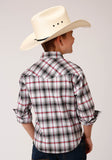 BOYS LONG SLEEVE SNAP CLASSIC OMBRE STRETCH PLAID WESTERN SHIRT