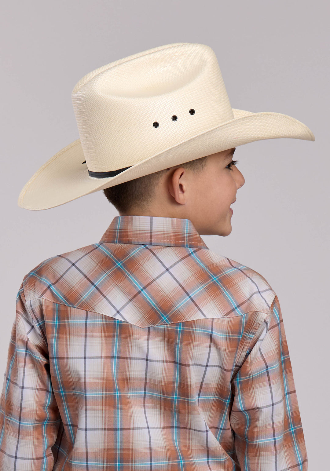 BOYS ROPER SALTILLO PLAID LONG SLEEVE SNAP SHIRT
