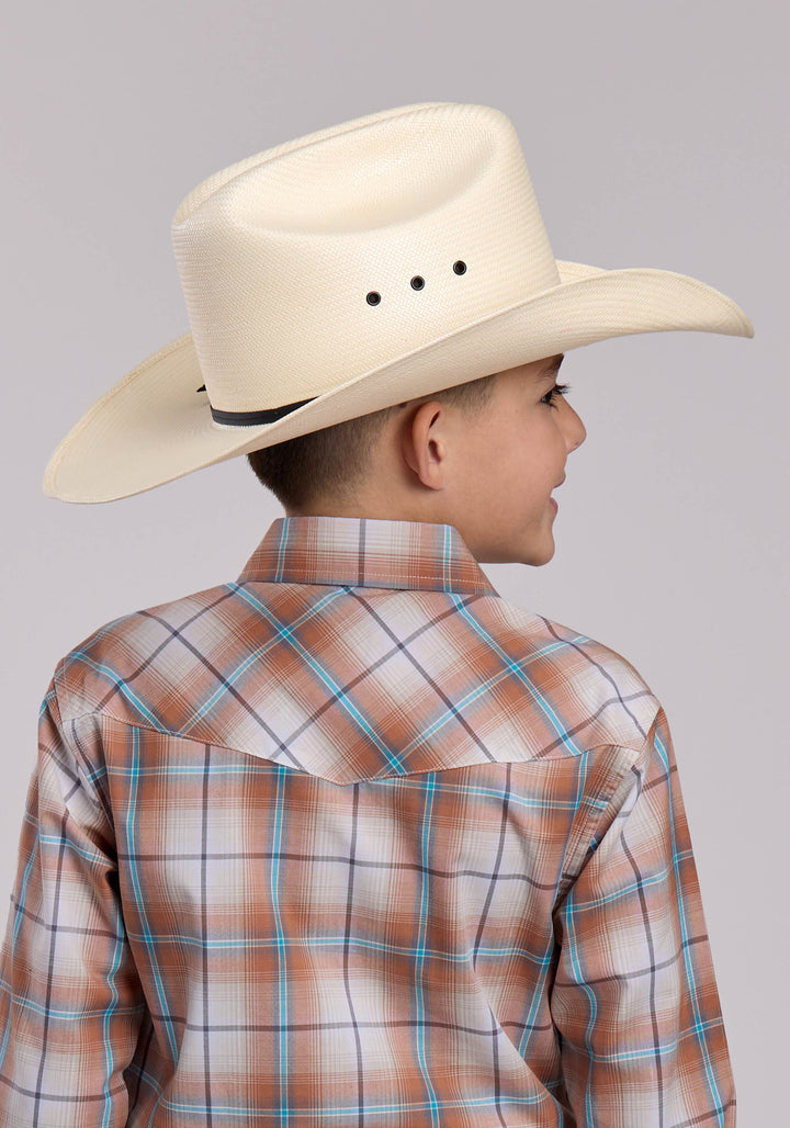 BOYS ROPER SALTILLO PLAID LONG SLEEVE SNAP SHIRT