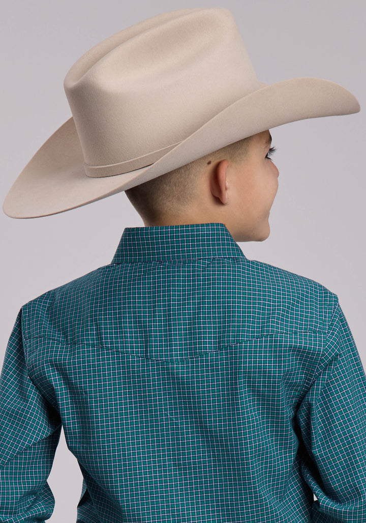 BOYS ROPER STRETCH CHECK WESTERN SNAP SHIRT