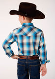 BOYS LONG SLEEVE SNAP SUNSET PLAID WESTERN SHIRT