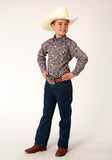 BOYS LONG SLEEVE BUTTON COUNTRY PAISLEY WESTERN SHIRT