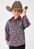 BOYS LONG SLEEVE BUTTON RED RIVER PAISLEY WESTERN SHIRT