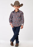 BOYS LONG SLEEVE BUTTON RED RIVER PAISLEY WESTERN SHIRT