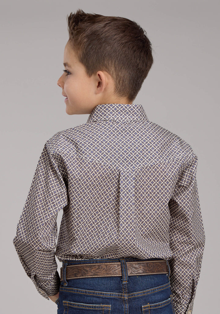 BOYS PINWHELL FOULDARD LONG SLEEVE BUTTON WESTERN SHIRT