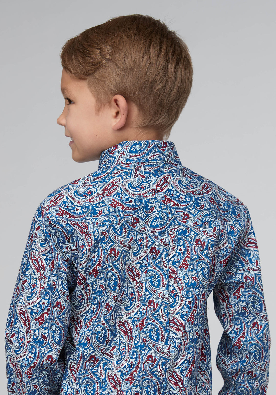 BOYS BLUE RIVER PAISLEY LONG SLEEVE BUTTON WESTERN SHIRT