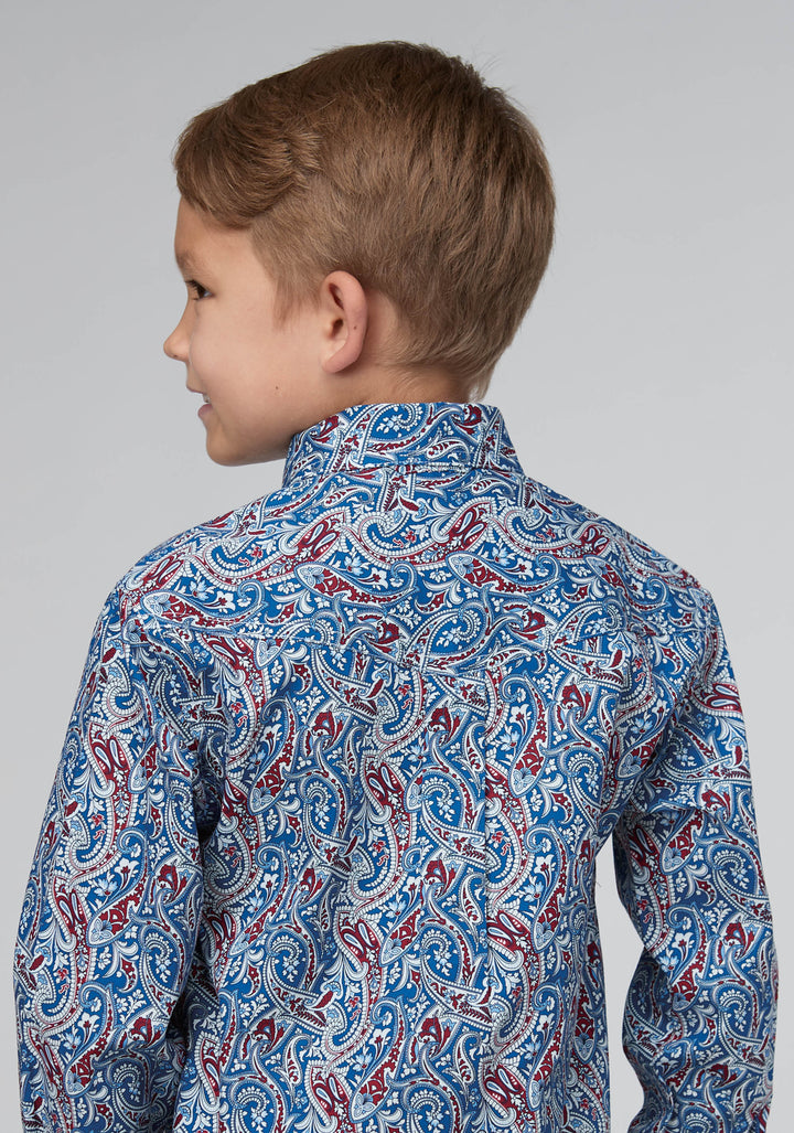 BOYS BLUE RIVER PAISLEY LONG SLEEVE BUTTON WESTERN SHIRT