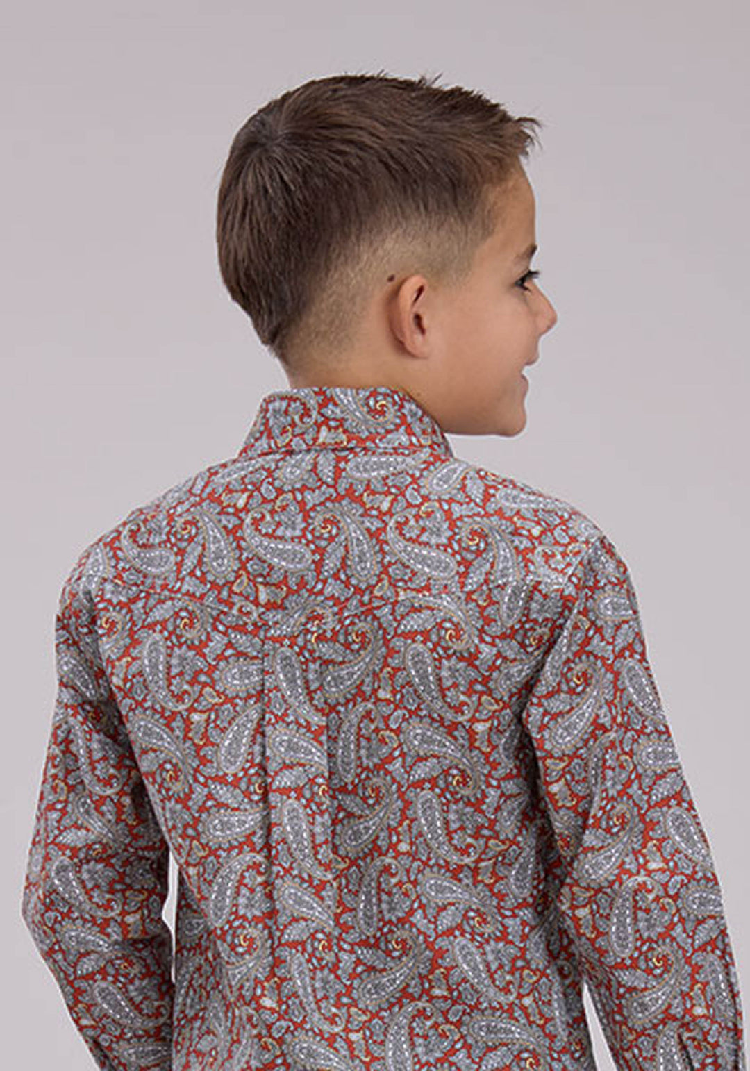 BOYS LONG SLEEVE BUTTON CLAY PAISLEY WESTERN SHIRT