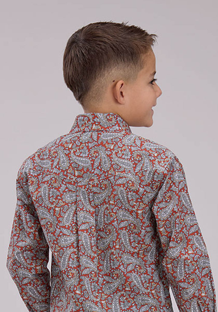BOYS LONG SLEEVE BUTTON CLAY PAISLEY WESTERN SHIRT
