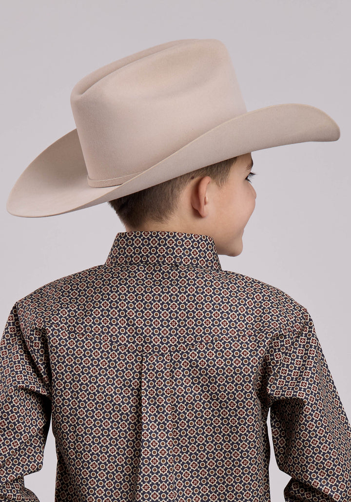 BOYS LONG SLEEVE BUTTON VINTAGE FOULARD WESTERN SHIRT