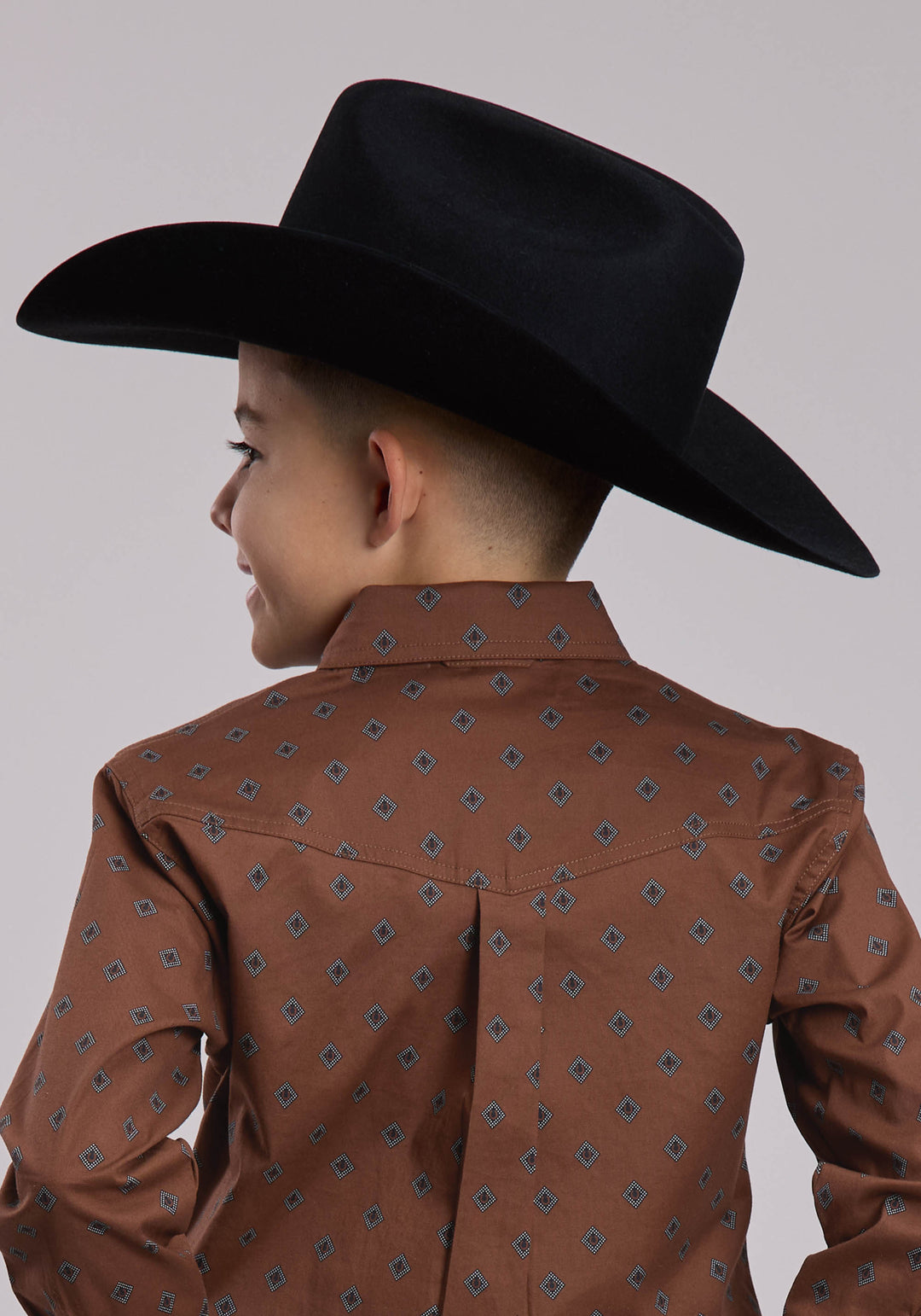 BOYS ROPER STRETCH POPLIN WESTERN BUTTON UP SHIRT