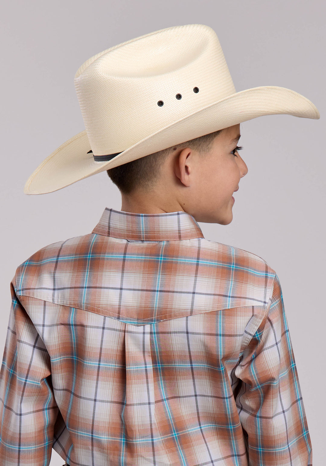 BOYS ROPER SALTILLO PLAID LONG SLEEVE BUTTON SHIRT