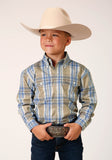 BOYS LONG SLEEVE BUTTON SANDY PLAID WESTERN SHIRT