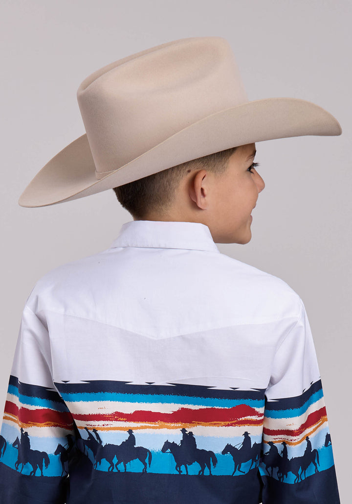 BOYS ROPER SUNSET BORDER LONG SLEEVE SNAP SHIRT