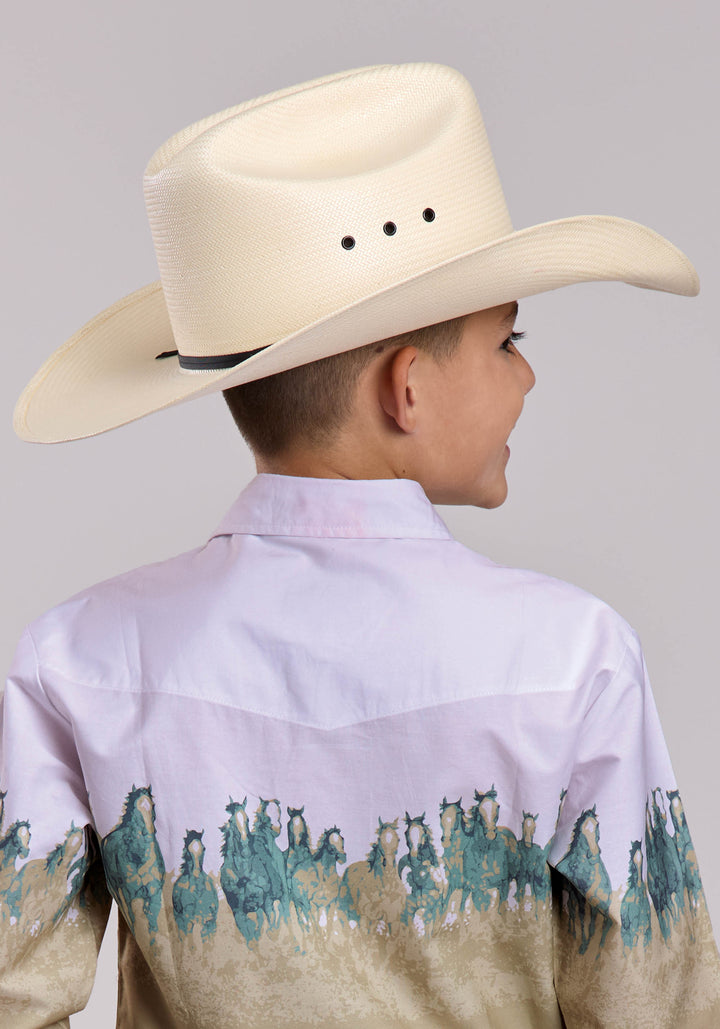 BOYS ROPER RUN WILD BORDER LONG SLEEVE SNAP SHIRT