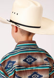 BOYS LONG SLEEVE SNAP HORIZONTAL AZTEC OMBRE WESTERN SHIRT